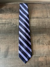 Brooks Brothers Mens Silk Tie Navy Blue Pink Stripe Stain Resistant Excellent