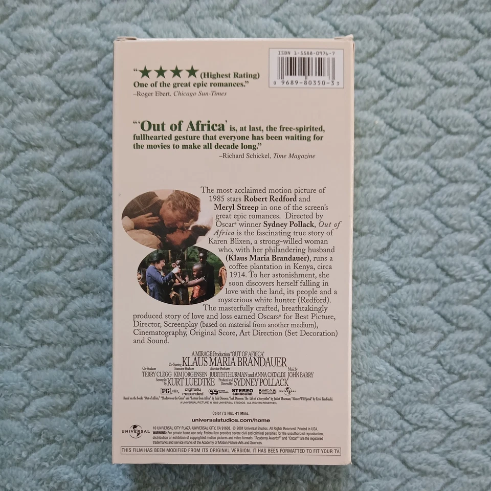 Out of Africa (VHS, 1993) Pre-owned Foto 3 de 4