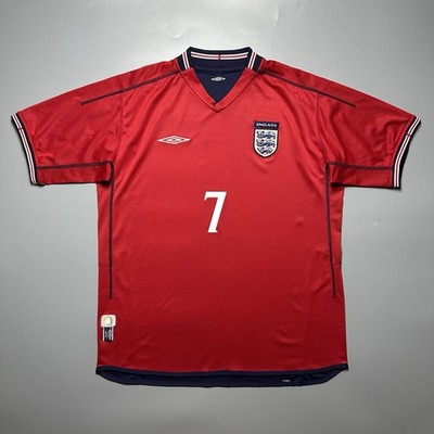 ENGLAND UMBRO 2002 WORLD CUP FOOTBALL SOCCER AWAY JERSEY #7