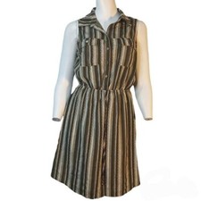 BeBop Green Knee Length Striped Sleeveless Tank Shirt Dress Women's Medium 