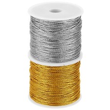 Total 44yard Metallic Cord Set, 2Rolls 0.8mm Dia Ornament String, Gold,Silver