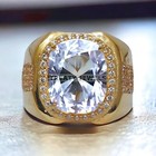 Gold Plated Ring For Men's #766 Moissanite Cushion Cut With 925 Sterling Silver