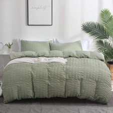 AVELOM DUVET COVER SET w/ Pillow Case Corner Ties SAGE GREEN Queen 90''x90''