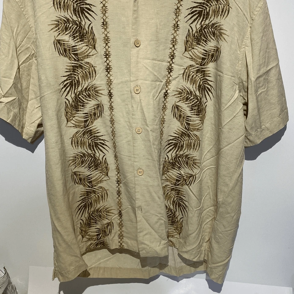 Camisa hawaiana con botones Caribbean Joe Tan Island Supply Co para hombre talla XL Foto 2 de 4