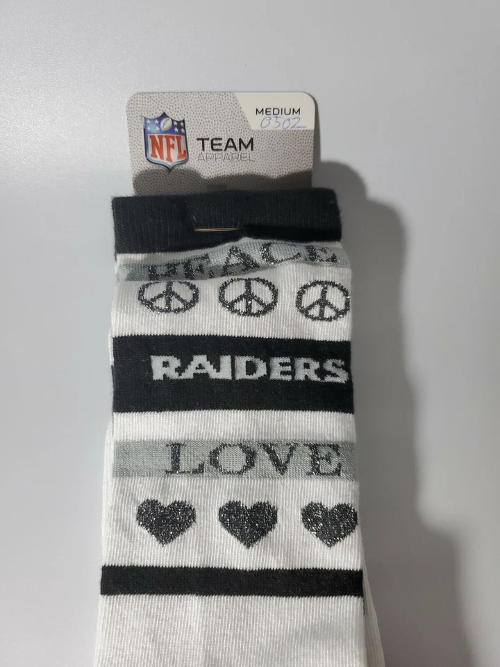 NFL Oakland Raiders Team Logo Men Dress Socks Peace and Love Medium 5-10  - Image 2 of 3
