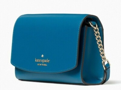 kate spade ライトブルー ビジネスバッグ Kate Spade Staci Small Flap Chain Crossbody Blue Saffiano WLR00632
