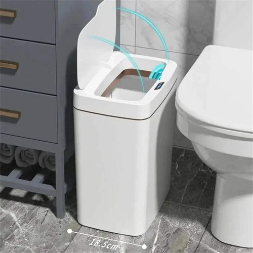 Smart Bathroom Trash Can Automatic Bagging Electronic Trash Can White Touchless