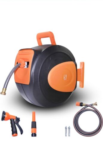 Wellmax Retractable Water Hose Reel with Wall Mount, Flexible Garden Hoses... - Picture 1 of 6