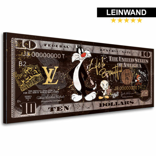 LEINWANDBILD COMIC DOLLAR LIFE IS BEAUTIFUL MODERN MONEY DOLLAR WAND BILDER  - Afbeelding 1 van 8