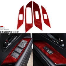 Red Carbon Fiber Window Lift Switch Panel Cover For Lexus RX RX350 RX450h 10-15