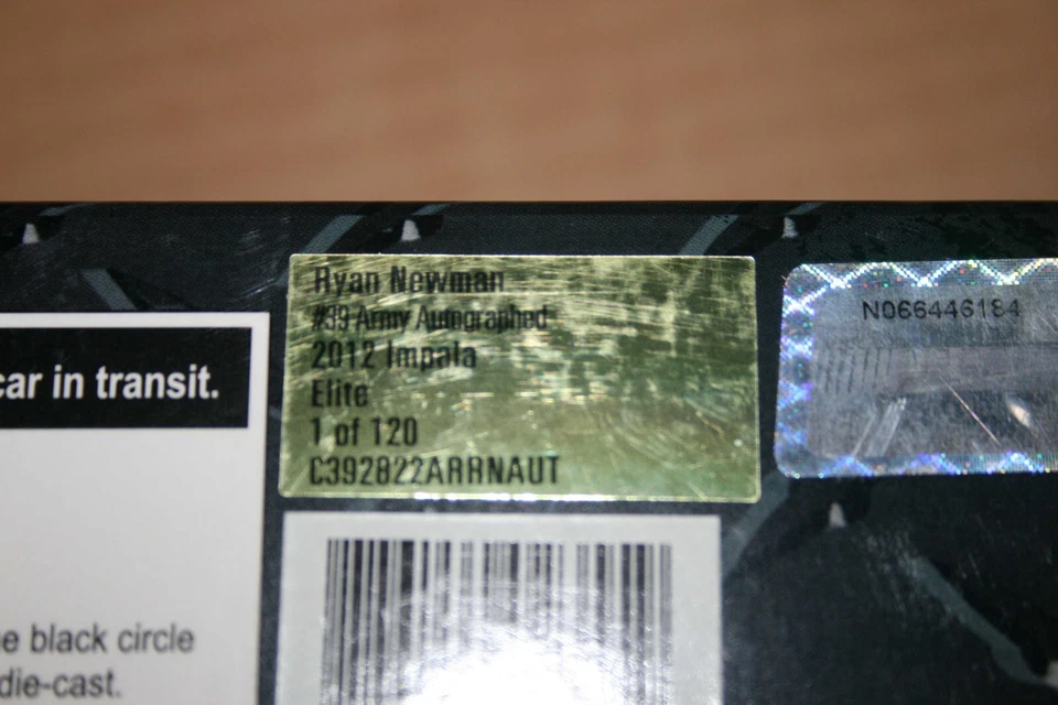 1/24 ELITE CHEVROLET IMPALA RYAN NEWMAN 2012 SIGNED/AUTOGRAPHED NASCAR LIONEL - Immagine 3 di 4