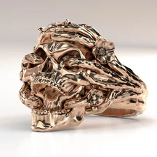 Skull Ring Wax patterns for lost wax casting Gold jewelry (2 pcs)_701480