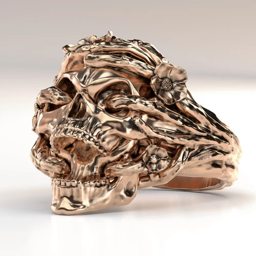 Skull Ring Wax patterns for lost wax casting Gold jewelry (2 pcs)_701480