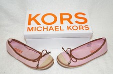 Michael Kors Shoe Cammie US 1 EU 32.5 Slip On Ballerina Kids Teen Pink Silver