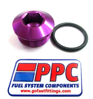 12 an slim line Lightweight profile milled orb o ring boss port plug Purple Alum
