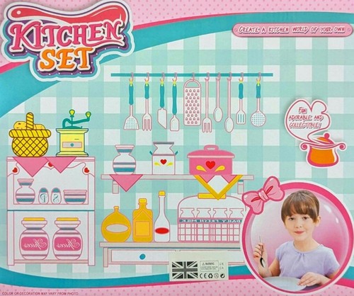 Children's Kids Pink Girls Play Kitchen Cooker / Oven Food Plates Toy Tea Set - Picture 2 of 2