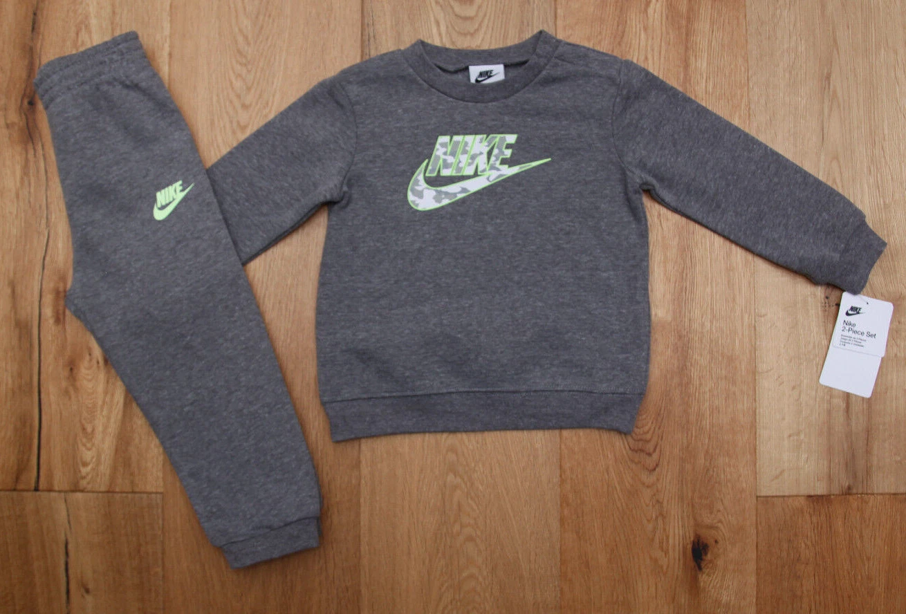 Nike Toddler Boy 2 Piece Jogging Set ~ Gray, Volt & White ~ Camo ~ Size 4T ~