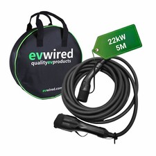 EV Charging Cable 5M Type 2 to Type 2 32A 22kW Three Phase with Free Carry Case