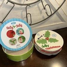 Boston Warehouse Holly & Jolly Christmas Dessert Plates IOB - 4 Pce