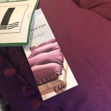 BNWT Next Plum Pom Pom Cushion - Size Small 30 x 110cm - Bench Seat Pad RRP £44