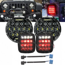 For 97-06 Jeep Wrangler Tj 4pcs Led Headlights High Low Drl Beamtail Lights Kit
