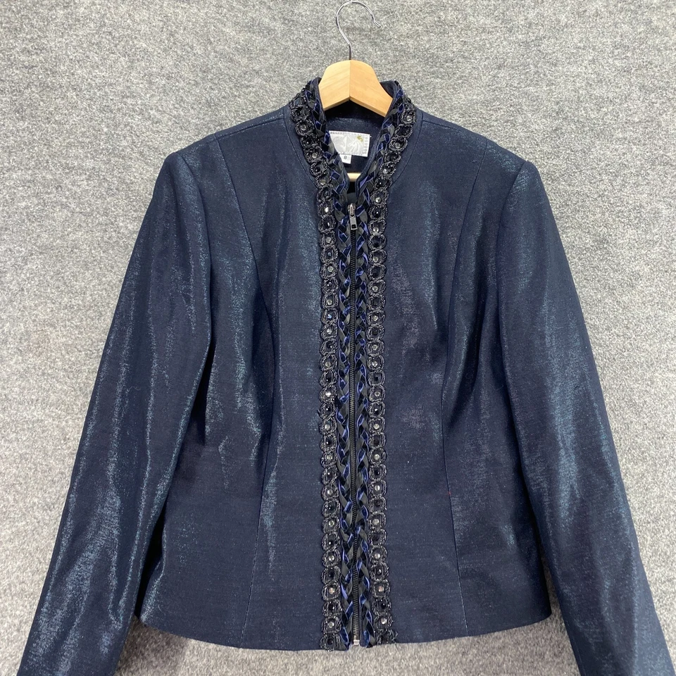 Chaqueta Alberto Makali Mujer 8 Negra Cremallera Completa Cuello en V Estrás Manga Larga Foto 3 de 4