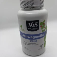 365 Whole Foods Market ashwagandha capsules 450 Mg 180 Capsules Exp: 02/26
