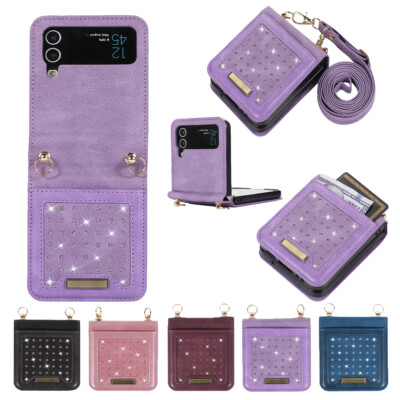 Schutz Hülle Für Samsung Galaxy Z Flip 3 4 5 6 Flip Case Handy Tasche mit Band