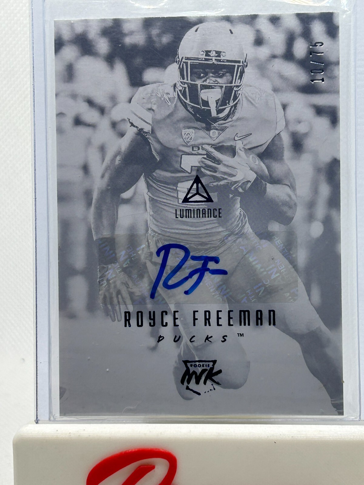 Royce Freeman Panini Luminance Rookie Ink #RIROY Blue