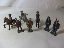 LOT OF 7 VINTAGE CAST IRON MILITARY SOLDIER MINIATURE FIGURES