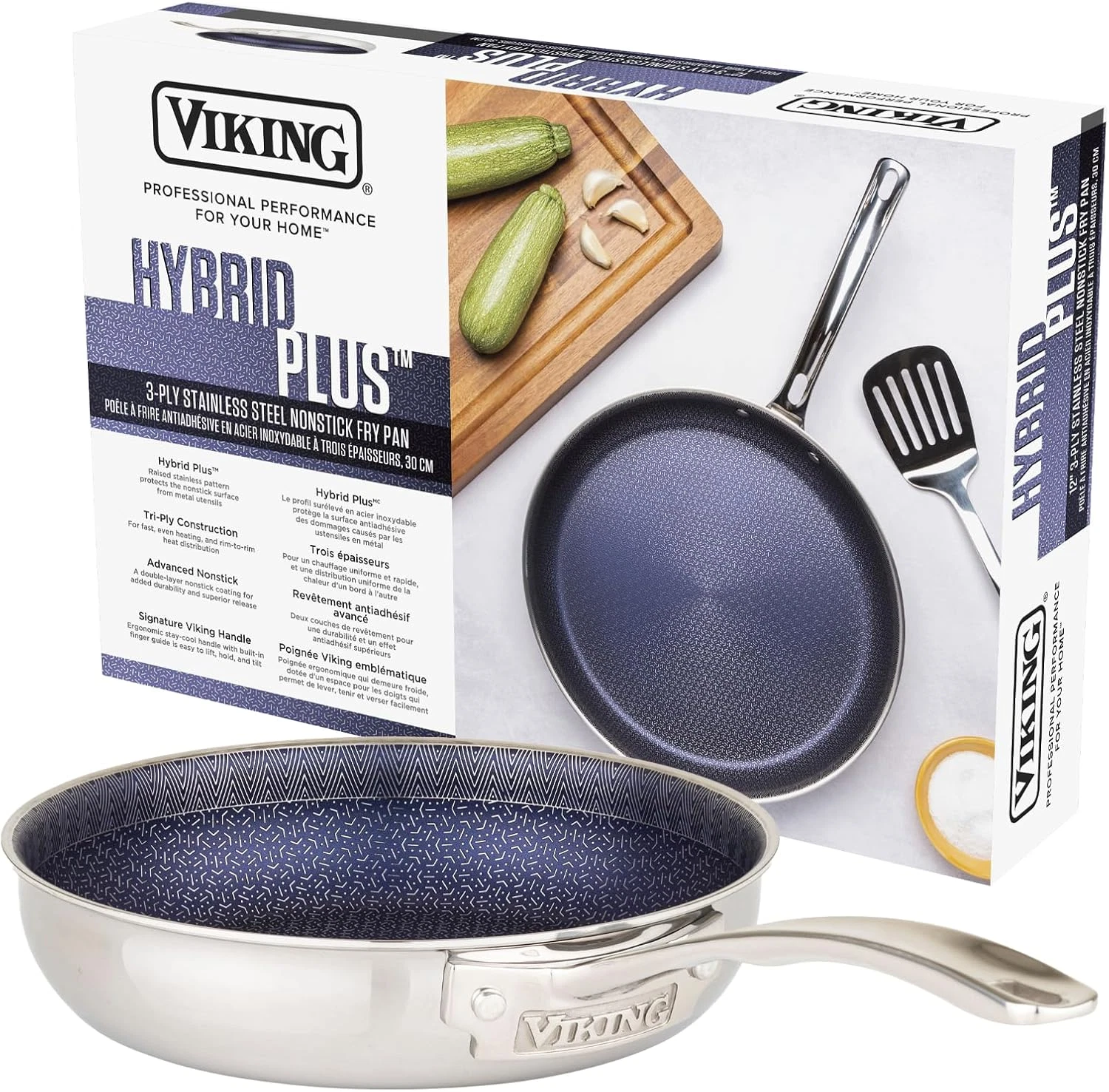 8-Inch 3-Ply Non-Stick Frying Pan with Stainless Steel Cookware, Silver