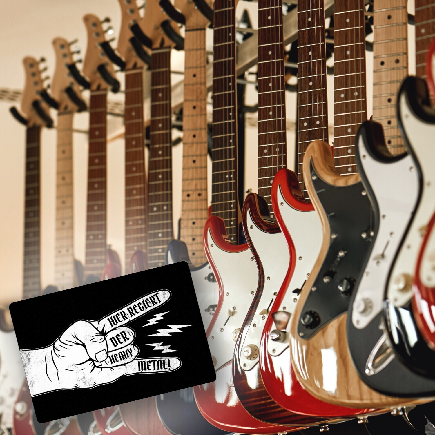 1art1 Gitarren Fußmatte 70x50 Cm – Design Türmatte Für Innenbereich, Rutschfest, Maschinenwaschbar