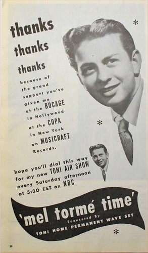 1947 Original Magazine Ad Mel Torme Radio Show