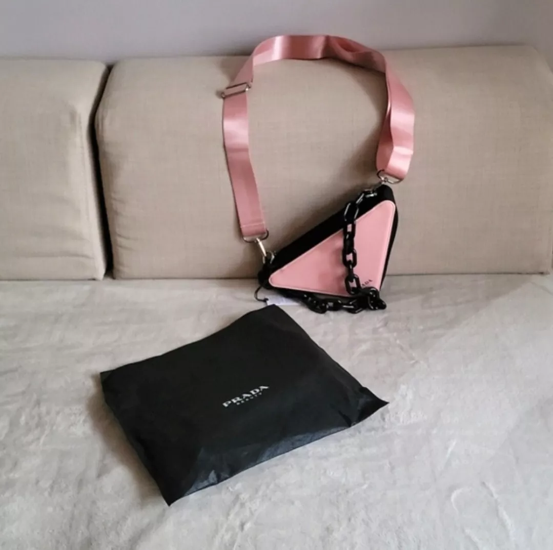 Prada Pale Pink Napa Leather Pochette Shoulder Bag 