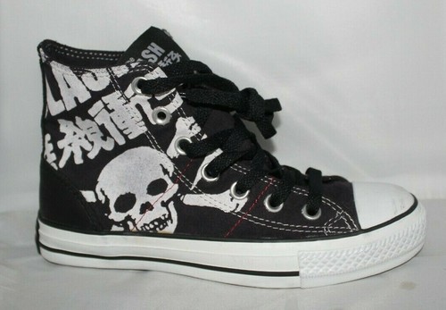 The Clash Skull Converse Chuck Taylor All Star Mens Sz 3.5 Black High Top Shoes - Afbeelding 1 van 8