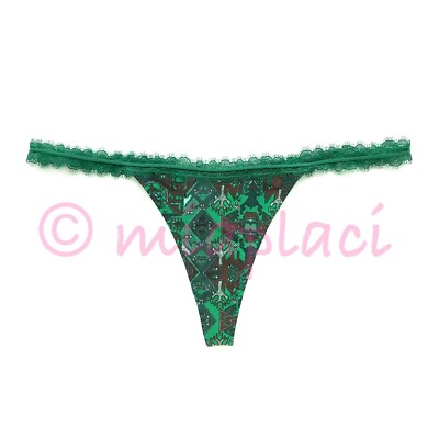 NWT Free People Hazel Thong Panty Green Combo