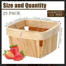 25 Pack 1/2 Pint Wooden Baskets