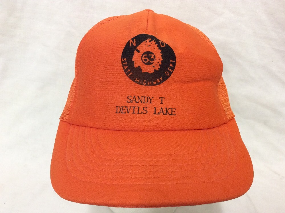 Vintage Sandy T Devils Lake Highway Dept trucker baseball cap retro rare