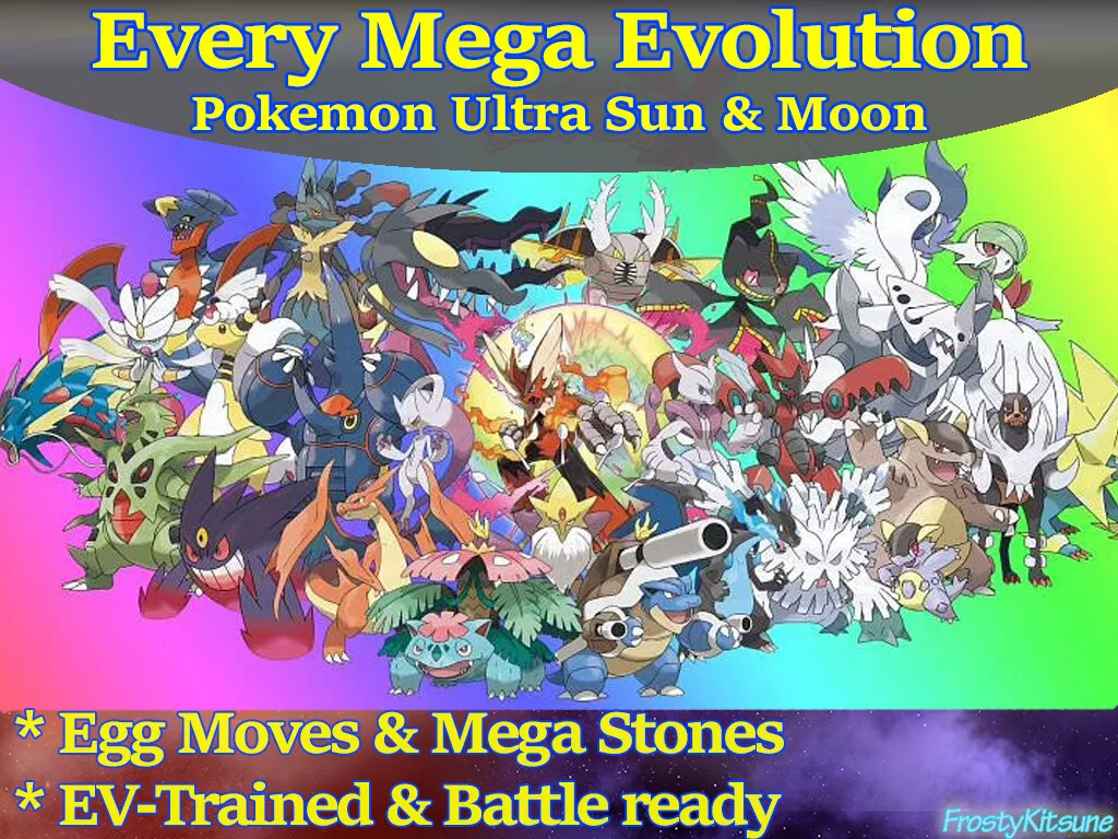 6IV Shiny Mega Evolutions Pokemon & Mega Stones for Ultra Sun & Ultra Moon