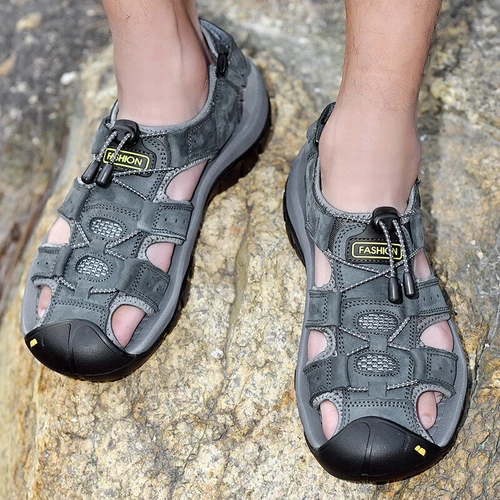 Sandalias de senderismo aventurero para hombre punta cerrada al aire libre playa deporte pesca zapatos - Imagen 4 de 69