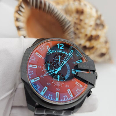 DIESEL HERREN DZ4318 UHR EDELSTAHL SCHWARZES ARMBAND & IONENPLATTIERTES ZIFFERBLATT 