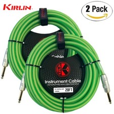 2-PACK Kirlin 20FT 1/4" Mono Translucent Green Guitar Cable IM-201 WCG-20/GRF