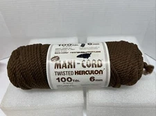 MAXI-CORD Twisted HERCULON Macrame Brown Cord 100 Yards 6mm NEW Vintage