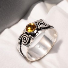 Gift For Her 925 Silver Natural Spessartite Garnet Statement Ring All Sizes.