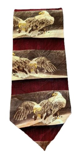 Endangered Species Men's Necktie Eagles Multicolor Cliff Dwellers Silk USA