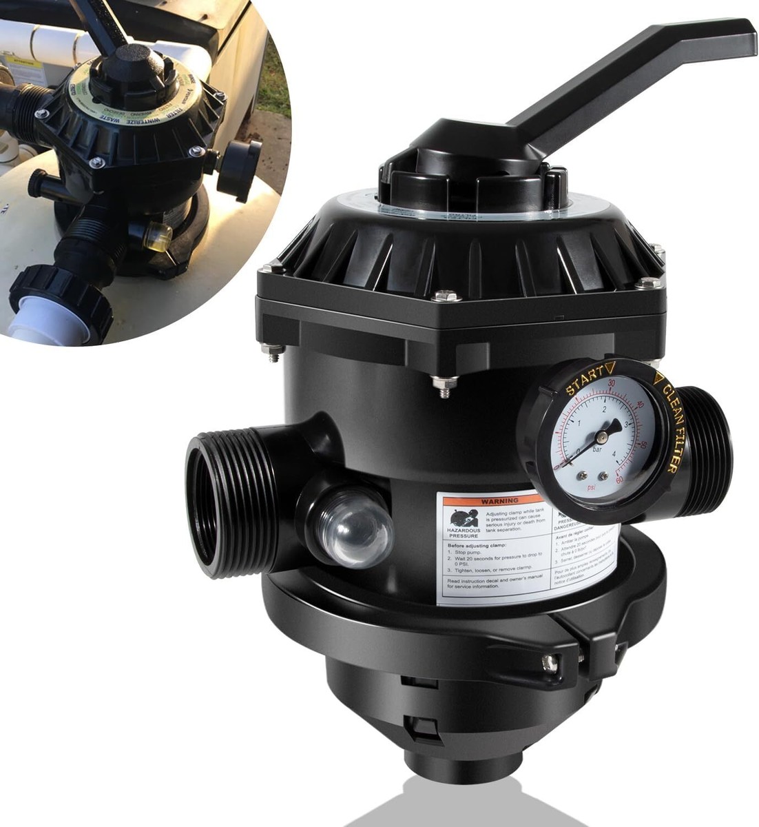 CMP Replacement Multi-Port Valve For Pentair Sand Filter - Top Mount 1.5 Inch FPT