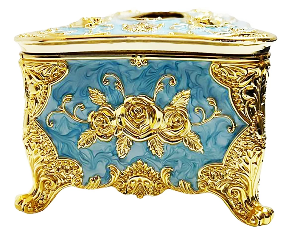 Chandler Tissue Box – Sky Blue & Gold Decorative Holder for Home or Office Use - Image 4 of 4