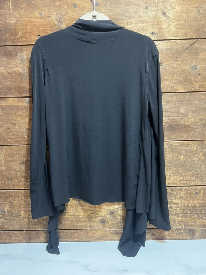 Cárdigan de yoga Onzie Flow para mujer negro cascada frente abierto talla única Foto 4 de 4