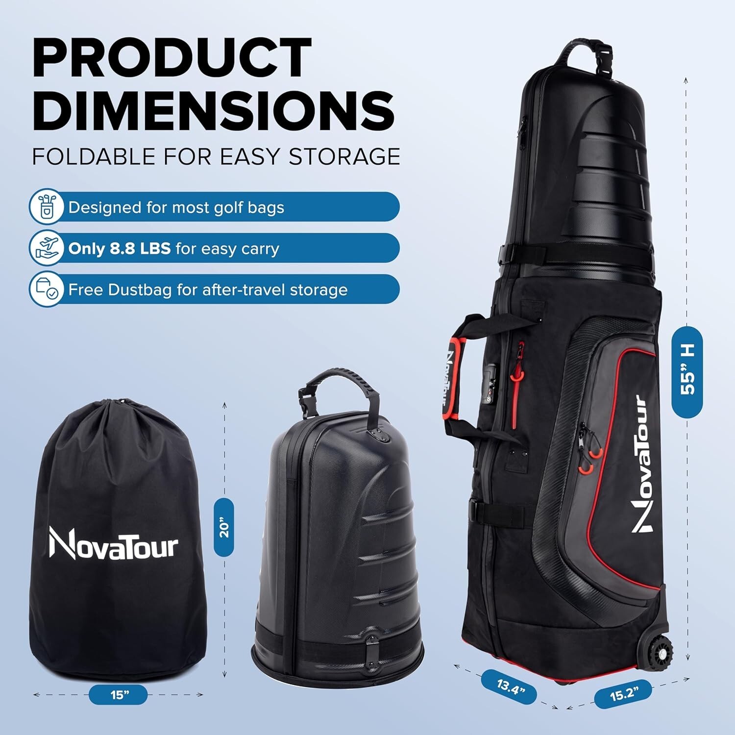 Bolsa de viaje de golf PARA Airline Wproof 1680D tela Oxford TSA bloqueo incorporado embalaje original