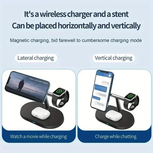Fast Charging Magnetic Wireless Charger TYPE-C Magnetic Charger Dock Desktop - Photo 8 sur 14